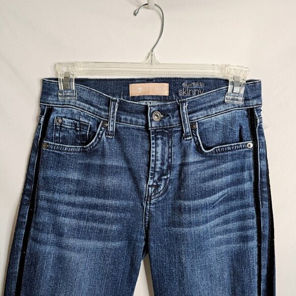 Women's 7 FOR ALL MANKIND The Ankle Skinny Jeans DARK WASH BLUE size 26 Denim - Picture 3 of 10